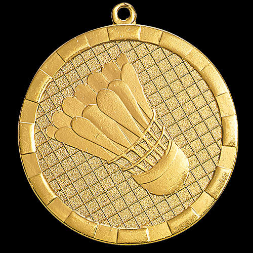 image de Médaille frappée badminton 50mm or
