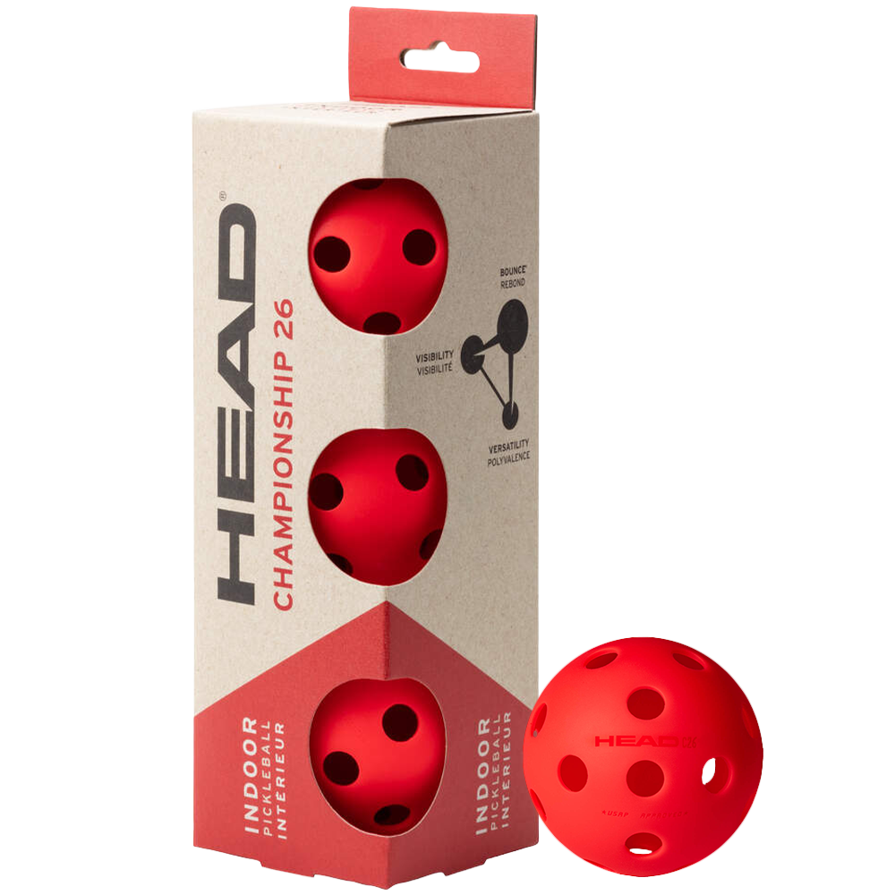 image de Boite de 3 balles de pickleball HEAD championship 26 indoor