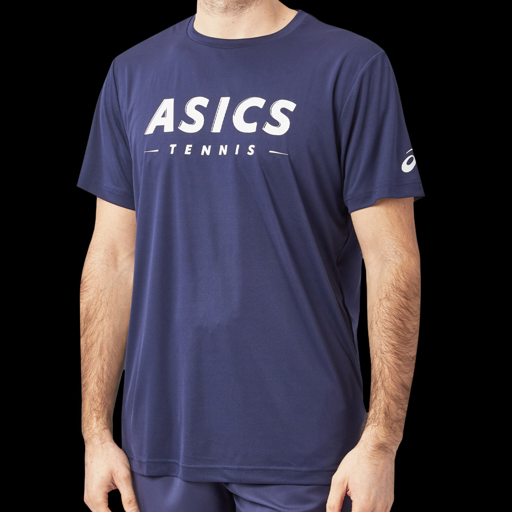 Tee shirt ASICS court tennis graphic men marine Badmania