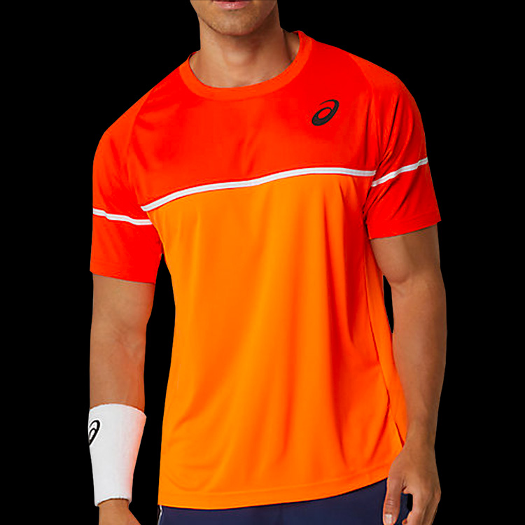 Tee shirt ASICS game men rouge orange Badmania