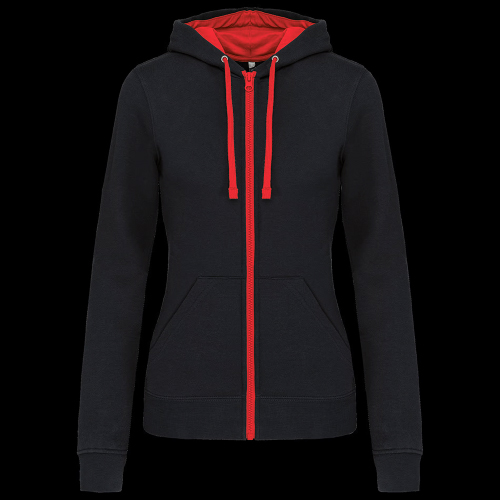 image de Sweat à capuche Kariban K467 lady noir/rouge