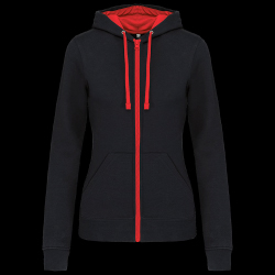 image de Sweat à capuche Kariban K467 lady noir/rouge