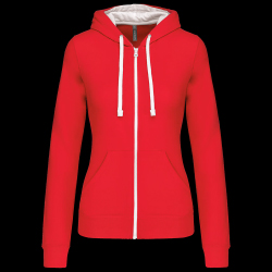 image de Sweat à capuche Kariban K467 lady rouge/blanc