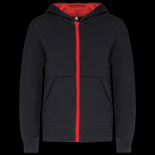 image de Sweat à capuche Kariban K486 junior noir/rouge