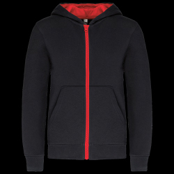 image de Sweat à capuche Kariban K486 junior noir/rouge