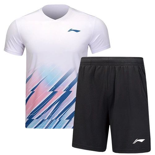 image de Tenue Tee-shirt + short Li-Ning AATU031 men blanc/noir