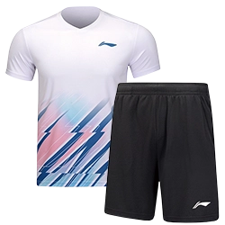 image de Tenue Tee-shirt + short Li-Ning AATU031 men blanc/noir