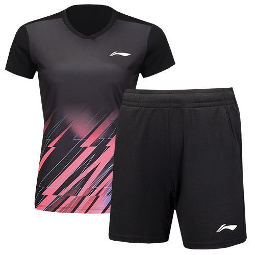 image de Tenue Tee-shirt + short Li-Ning AATU032 lady noir