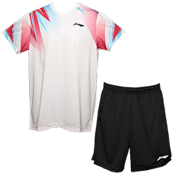image de Tenue tee-shirt + short Li-Ning AATV011 mixte blanc