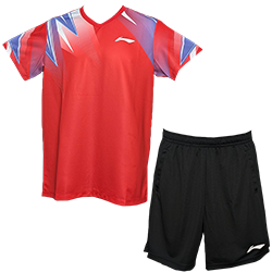image de Tenue tee-shirt + short Li-Ning AATV011 mixte rouge