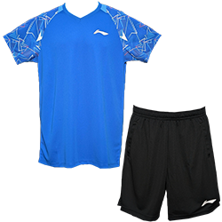 image de Tenue tee-shirt + short Li-Ning AATV015 mixte bleu