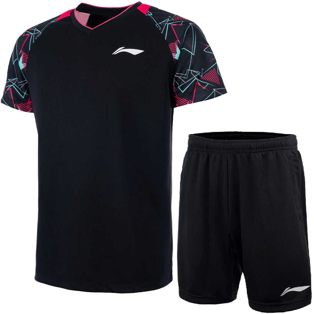 image de Tenue tee-shirt + short Li-Ning AATV015 mixte noir