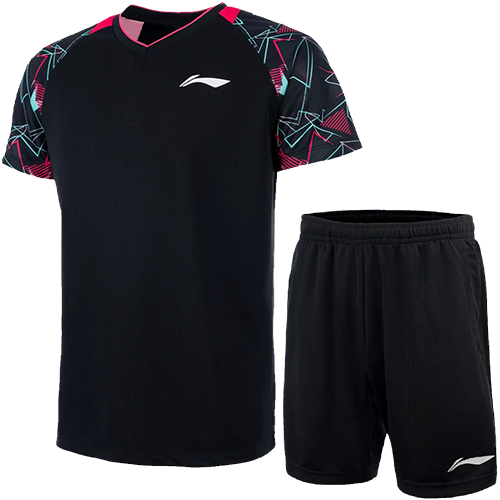 image de Tenue tee-shirt + short Li-Ning AATV015 mixte noir