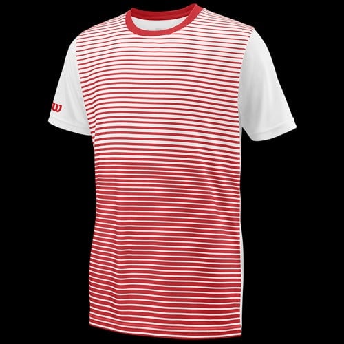 Wilson Boys B Team Striped Crew Short Sleeve Tennis T-Shirt 