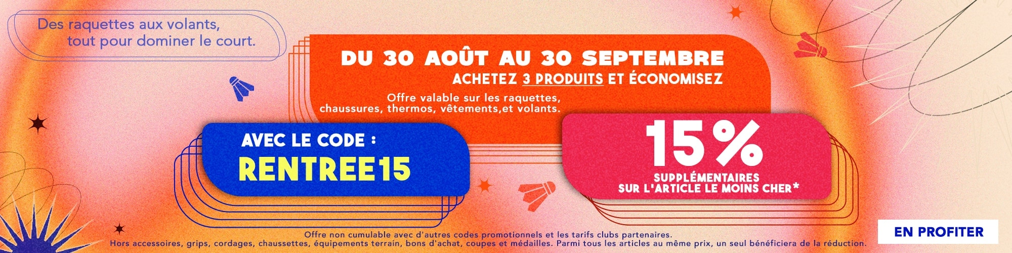 Offre de rentrée badminton 2024