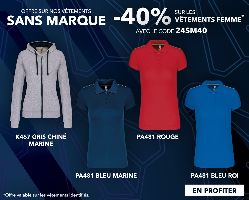 Vêtement de badminton sans marque pour vos tenues personnalisées | - 40 % sur les vêtements femmes avec le code 24SM40